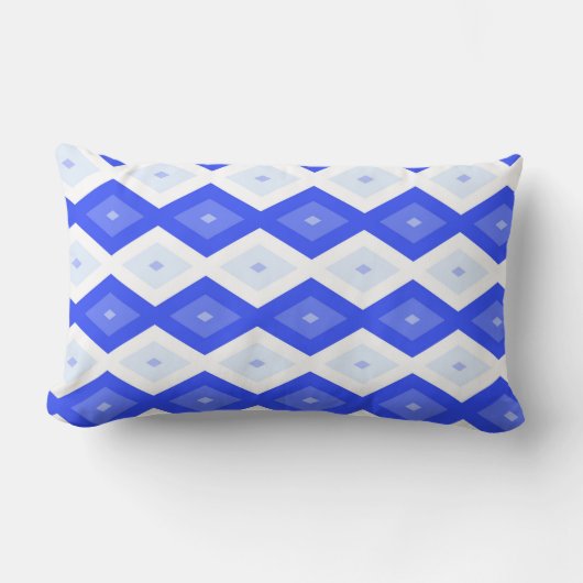 Royal blue diamond pattern ランバークッション (正面)