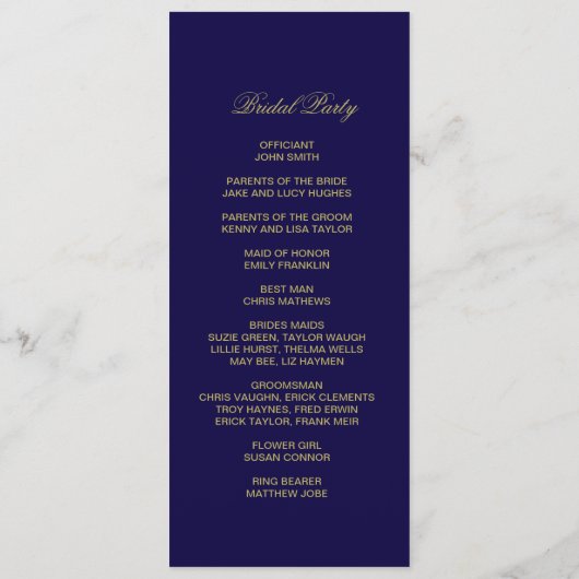 Royal Blue double side program card  プログラム (裏面)