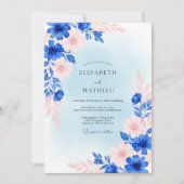 Royal Blue Dreamy Spring Wedding 招待状 (正面)