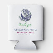 Royal Blue Elegant Peacock Wedding Can Cooler 缶クーラー (裏面)