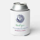 Royal Blue Elegant Peacock Wedding Can Cooler 缶クーラー (缶裏面)
