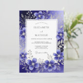 Royal Blue Ethereal Floral Wedding 招待状 (スタンド正面)