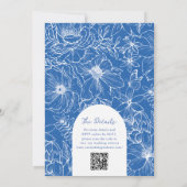 Royal Blue Floral Garden Arch RSVP QR Code Wedding 招待状 (裏面)