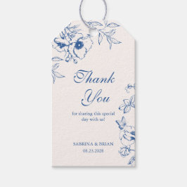 Royal Blue Floral Garden Wedding Thank You ギフトタグ