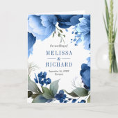 Royal Blue Floral Mason Jar QR Code Wedding 招待状 (正面)