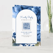 Royal Blue Floral Mason Jar QR Code Wedding 招待状 (裏面)