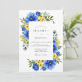 Royal Blue Floral Meadow Wedding 招待状 (スタンド正面)