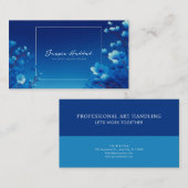 Royal Blue Floral Modern Geometric Elegant 名刺 (正面/裏面)