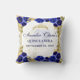 Royal Blue Floral Princess Gold Arch Quinceanera クッション
