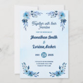 Royal Blue Floral Watercolor Wedding Invitation 招待状 (裏面)