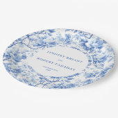 Royal Blue Floral Wedding Paper Plates ペーパープレート (アングル)