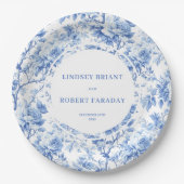 Royal Blue Floral Wedding Paper Plates ペーパープレート (正面)