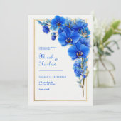 Royal Blue Gilded Orchid Wedding 招待状 (スタンド正面)