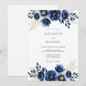 Royal Blue Gilded Winter Wedding 招待状 (正面/裏面)