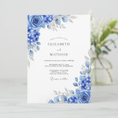 Royal Blue Glistening Winter Wedding 招待状 (スタンド正面)