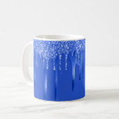 Royal Blue Glitter Drips コーヒーマグカップ (正面左)