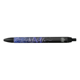 Royal Blue Glitz Custom Autograph Pen 黒ボールペン