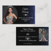 Royal Blue Glitz Pageant Business Card 名刺 (正面/裏面)