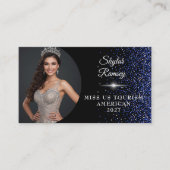 Royal Blue Glitz Pageant Business Card 名刺 (正面)