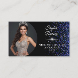 Royal Blue Glitz Pageant Business Card 名刺