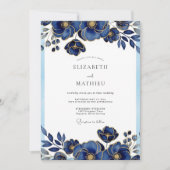 Royal Blue Glorious Botanical Wedding 招待状 (正面)