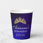 Royal Blue, Gold 15 and Tiara Quinceanera 紙コップ (裏面)