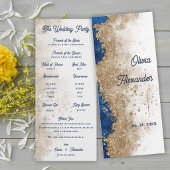 Royal Blue Gold Abstract Wedding Ceremony Program 招待状