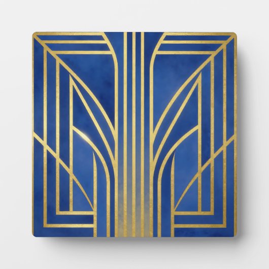 Royal Blue Gold Art Deco フォトプラーク (正面)