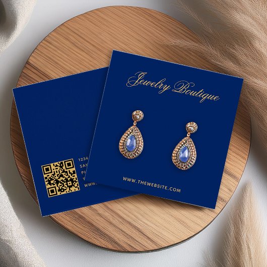 Royal Blue Gold Boutique Earring Display Card