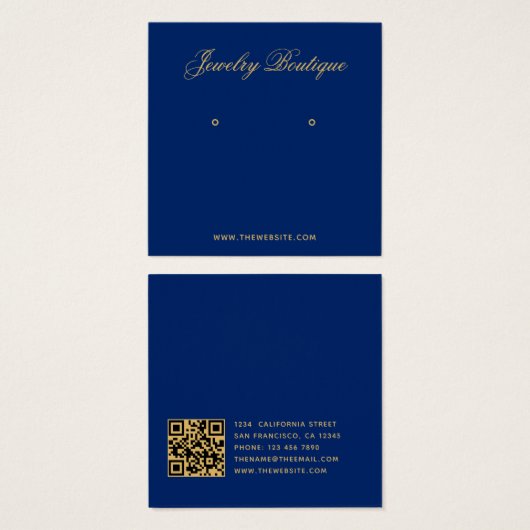 Royal Blue Gold Boutique Earring Display Card (正面&裏面)