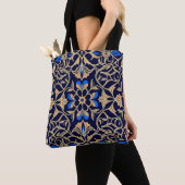 Royal Blue & Gold Floral Elegance Pattern トートバッグ (クローズアップ)