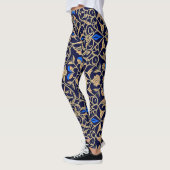 Royal Blue & Gold Floral Elegance Pattern レギンス (左)