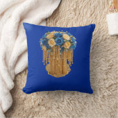 Royal Blue & Gold Floral — Pillow クッション (ブランケット)