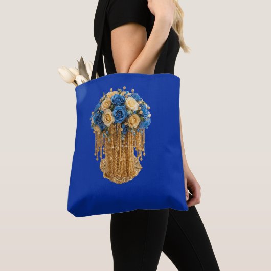 Royal Blue & Gold Floral — Tote Bag トートバッグ (クローズアップ)