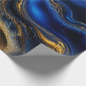 Royal Blue & Gold Fluid Art ラッピングペーパー (角)