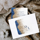 Royal Blue Gold Monogram Initials Wedding Envelope スクエアシール