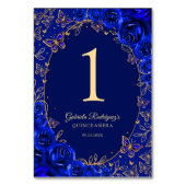 Royal Blue Gold Quinceanera テーブルナンバー (裏面)