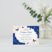 Royal Blue Gold Quinceanera Reception Details エンクロージャーカード (スタンド正面)