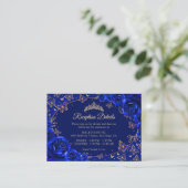 Royal Blue Gold Quinceanera Reception Details エンクロージャーカード (スタンド正面)