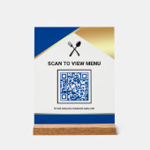 Royal Blue Gold Restaurant Digital QR Code Menu アクリルサイン (正面)