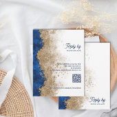 Royal Blue & Gold Wedding RSVP with QR Code