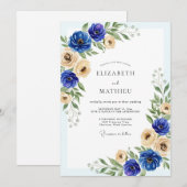 Royal Blue Graceful Spring Wedding 招待状 (正面/裏面)
