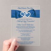 Royal Blue, Gray Love Hearts Wedding Invitation アクリル招待状 (インサイチュ (ポータブル))