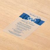 Royal Blue, Gray Love Hearts Wedding Invitation アクリル招待状 (レイダウン)