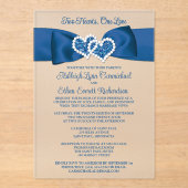 Royal Blue, Gray Love Hearts Wedding Invitation アクリル招待状 (正面)