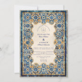 Royal Blue Islamic Wedding 招待状 (正面)