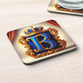 Royal Blue Letter B Monogram コースター (左側)