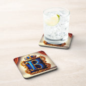 Royal Blue Letter B Monogram コースター (右側)