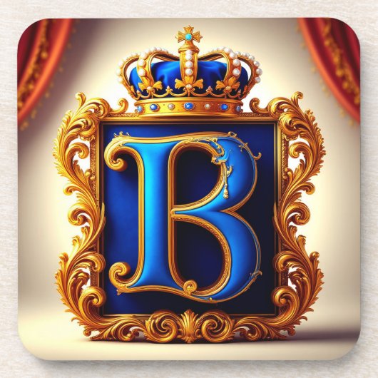 Royal Blue Letter B Monogram コースター (正面)