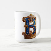 Royal Blue Letter B Monogram コーヒーマグカップ (正面右)